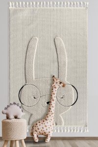 Bunny Tavşan Figürlü Krem Bebek Odası Halısı - 2