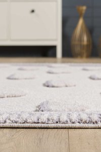 White Cloud Bulut Desenli Çocuk Takma Saçaklı Çocuk Halısı - 4